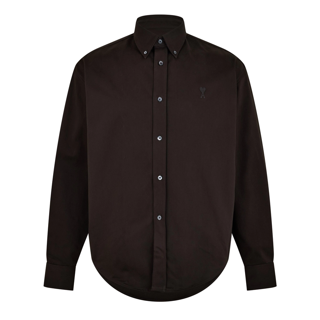 AMI Paris Button Down Shirt - DARK COFFEE/221